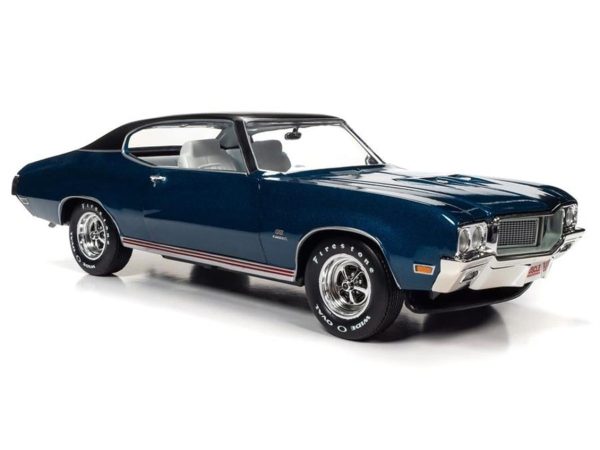 1/18 1970 Buick GS Stage 1 (Hemmings Muscle Machines) Diplomat Blue Diecast Araba, AutoWorld AMM1242