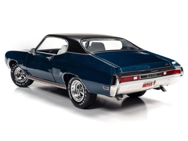 1/18 1970 Buick GS Stage 1 (Hemmings Muscle Machines) Diplomat Blue Diecast Araba, AutoWorld AMM1242 - Görsel 3