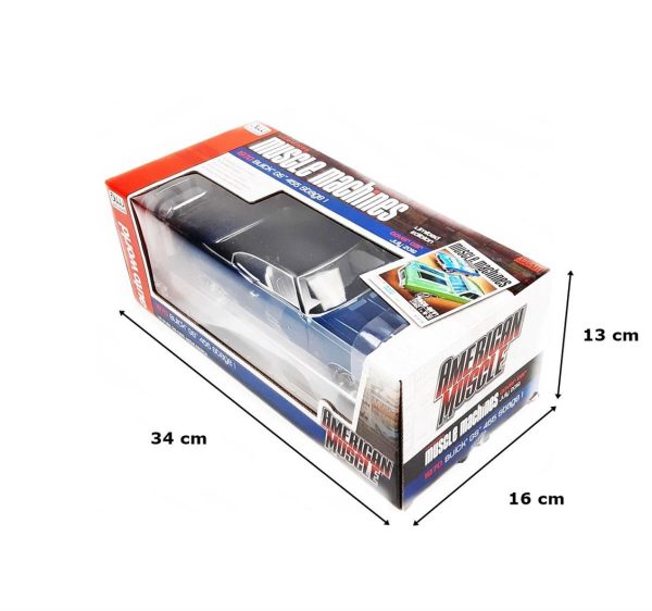 1/18 1970 Buick GS Stage 1 (Hemmings Muscle Machines) Diplomat Blue Diecast Araba, AutoWorld AMM1242 - Görsel 5
