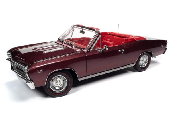 1/18 1967 Chevy Chevelle SS 396 Convertible (MCACN) Madiera Maroon Diecast Araba, AutoWorld AMM1244 - Görsel 2