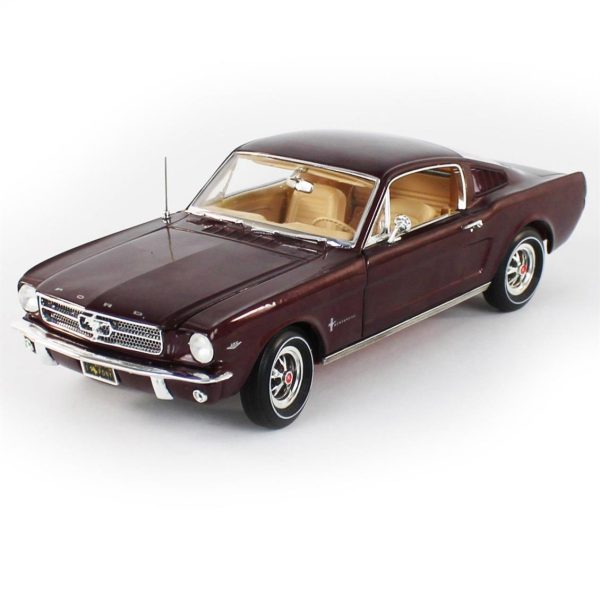 1/18 1965 Ford Mustang 2+2 Vintage Burgundy Diecast Araba, AutoWorld AMM1248 - Görsel 2