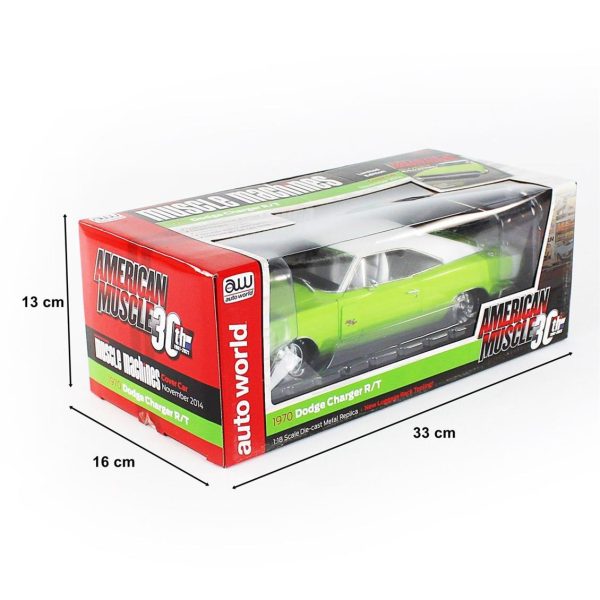 1/18 1970 Dodge Charger R/T (Hemmings Muscle Machine) FJ5 Sublime Diecast Araba, AutoWorld AMM1249 - Görsel 5