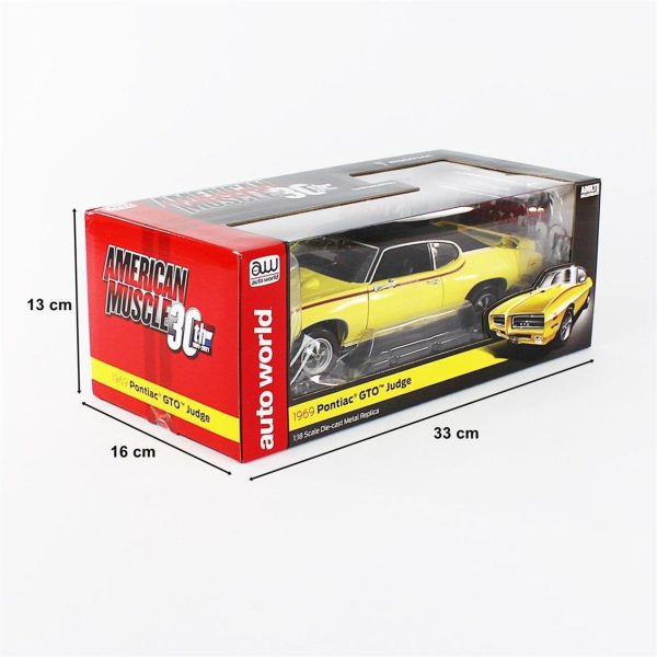 1/18 1969 Pontiac GTO Judge Altınenrod Yellow Diecast Araba, AutoWorld AMM1252 - Görsel 5