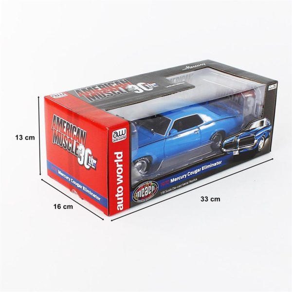 1/18 1970 Mercury Cougar Hardtop (MCACN) Competition Blue Diecast Araba, AutoWorld AMM1253 - Görsel 5