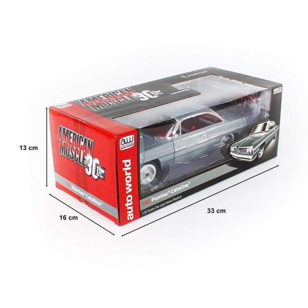 1/18 1961 Pontiac Catalina Hardtop (Class of 1961) Richmond Gray Diecast Araba, AutoWorld AMM1254 - Görsel 5