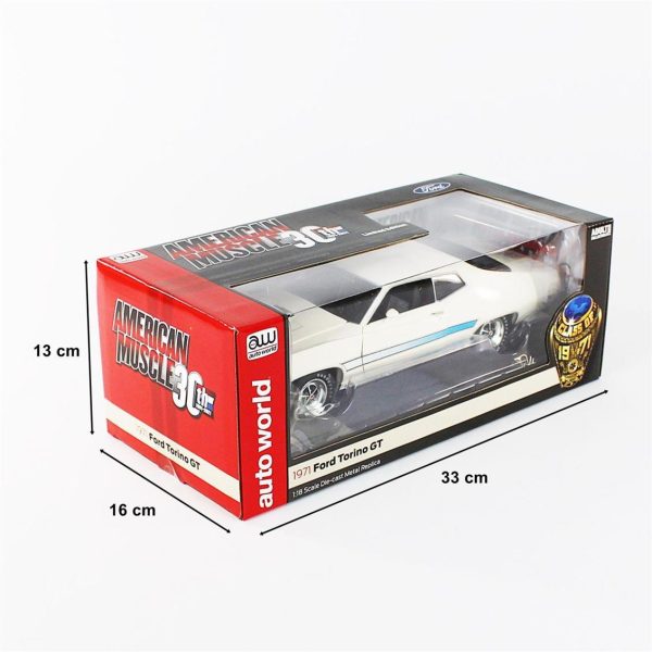 1/18 1971 Ford Torino (Class of 1971) Wimbleton White Diecast Araba, AutoWorld AMM1256 - Görsel 5
