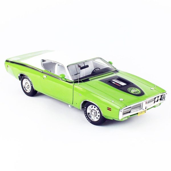 1/18 1971 Dodge Charger SB CO71 Green White Diecast Araba, AutoWorld AMM1260