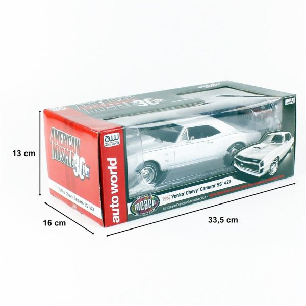 1/18 1967 Chevy Camaro HT MCACN White Diecast Araba, AutoWorld AMM1261 - Görsel 5