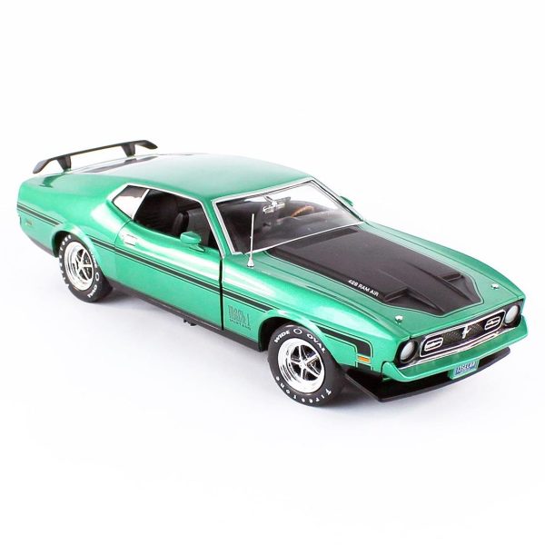 1/18 1971 Ford Mustang Mach 1 CO71 Dark Green Diecast Araba, AutoWorld AMM1262