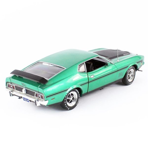 1/18 1971 Ford Mustang Mach 1 CO71 Dark Green Diecast Araba, AutoWorld AMM1262 - Görsel 4