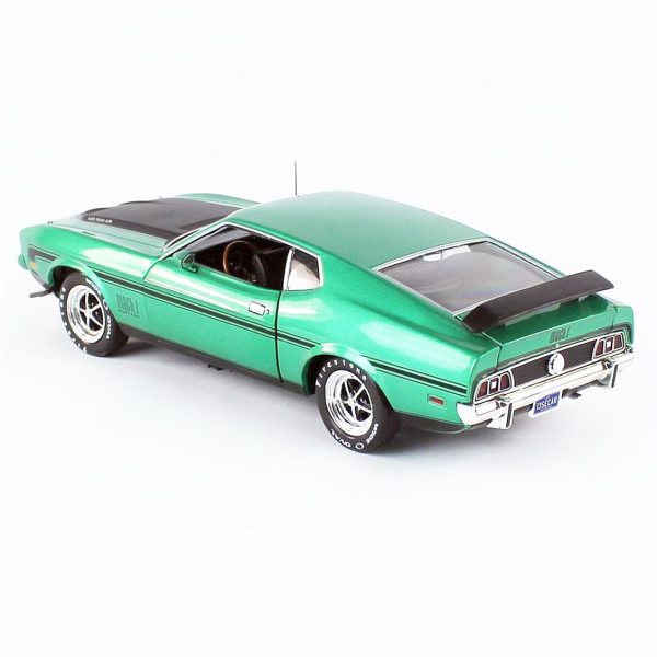 1/18 1971 Ford Mustang Mach 1 CO71 Dark Green Diecast Araba, AutoWorld AMM1262 - Görsel 3