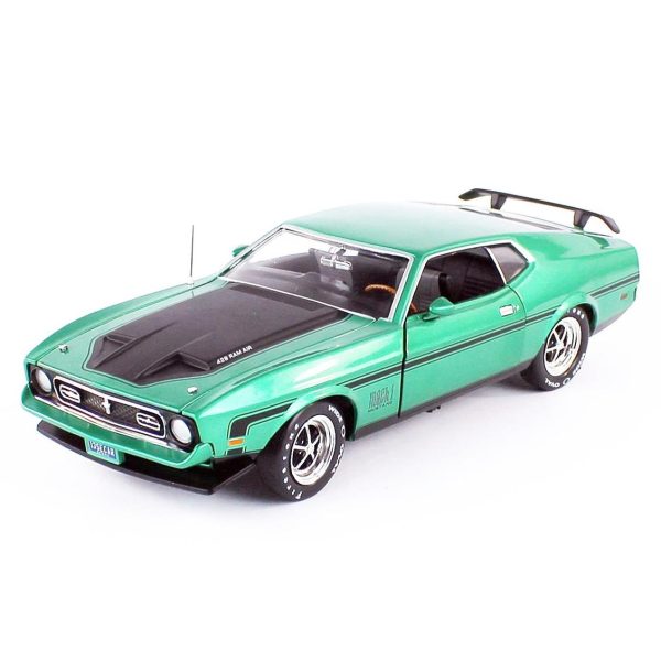 1/18 1971 Ford Mustang Mach 1 CO71 Dark Green Diecast Araba, AutoWorld AMM1262 - Görsel 2