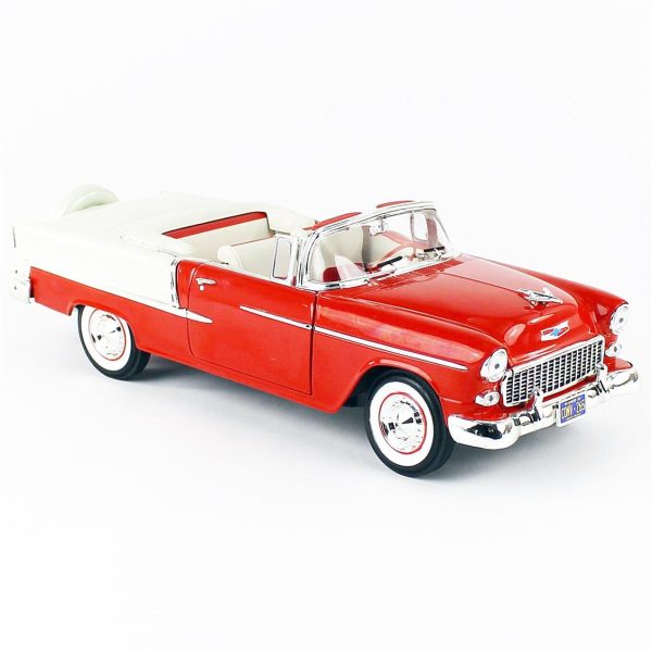 1/18 1955 Chevy Belair Convertible Red White Diecast Araba, AutoWorld AMM1265