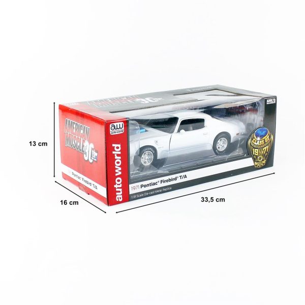 1/18 1971 Pontiac Firebird Trans Am White Diecast Araba, AutoWorld AMM1267 - Görsel 5