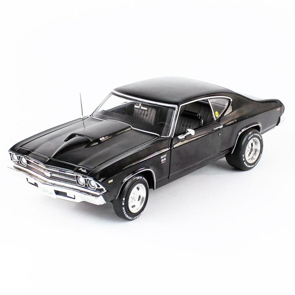 1/18 1969 Chevy Chevelle Baldwin Motion Tuxedo Black Diecast Araba, AutoWorld AMM1269 - Görsel 2