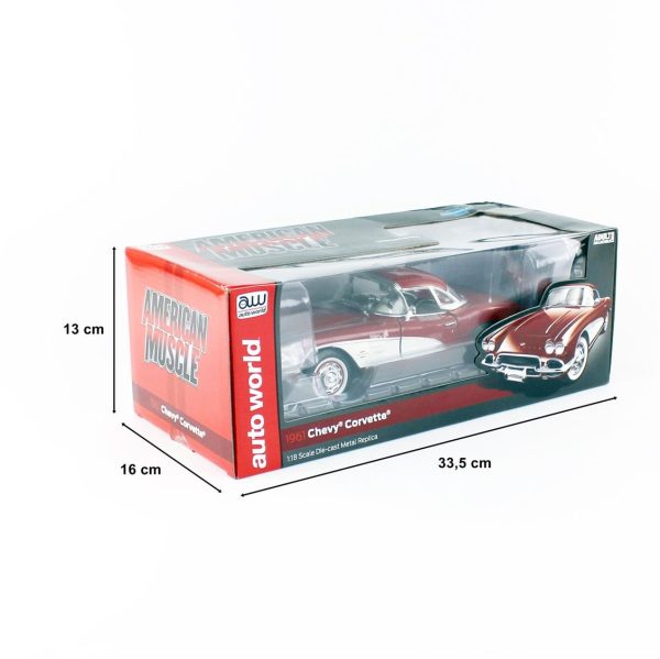 1/18 1962 Chevy Corvette Convertible Honduras Maroon Metalik Diecast Araba, AutoWorld AMM1281 - Görsel 5
