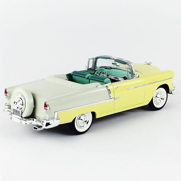 1/18 1955 Chevy Bel Air Convertible Yellow Diecast Araba, AutoWorld AMM1285 - Görsel 4