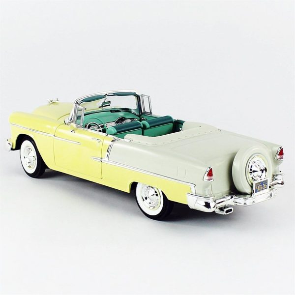 1/18 1955 Chevy Bel Air Convertible Yellow Diecast Araba, AutoWorld AMM1285 - Görsel 3