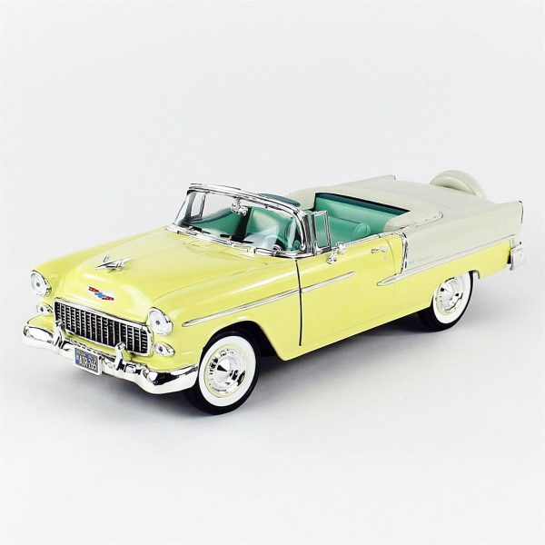 1/18 1955 Chevy Bel Air Convertible Yellow Diecast Araba, AutoWorld AMM1285 - Görsel 2