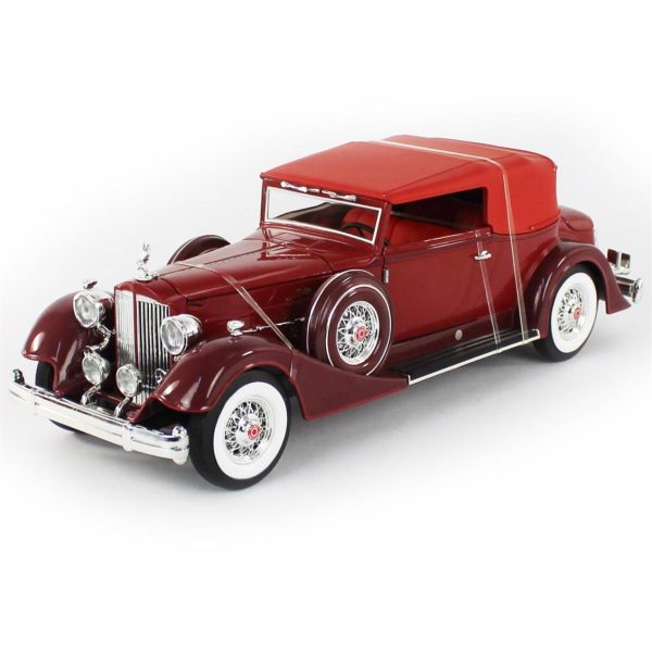 1/18 1934 Packard V12 Victoria Soft Top Red Diecast Araba, AutoWorld AW271 - Görsel 2