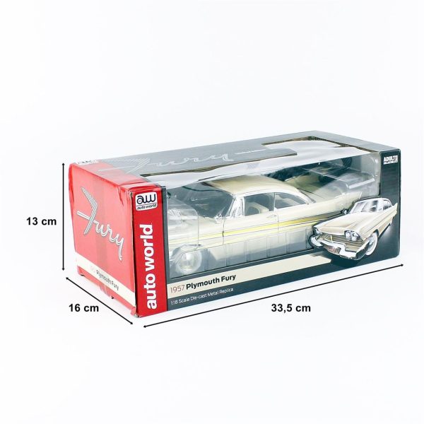 1/18 1957 Plymouth Fury Beige Diecast Araba, AutoWorld AW272 - Görsel 5