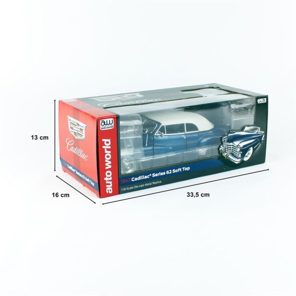 1/18 1947 Cadillac SRS 62 Soft Top Blue Diecast Araba, AutoWorld AW274 - Görsel 5