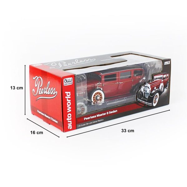 1/18 1931 Peerless Master 8 Sedan Red & Black Diecast Araba, AutoWorld AW284 - Görsel 5