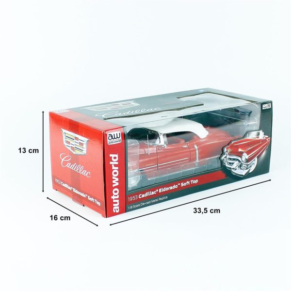 1/18 1953 Cadillac ElDorado Convertible Red Diecast Araba, AutoWorld AW286 - Görsel 5