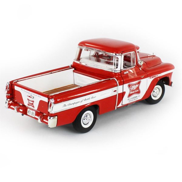 1/18 1957 Chevy Cameo Pickup / Miller High Life Red & White Diecast Araba, AutoWorld AW287 - Görsel 4