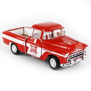 1/18 1957 Chevy Cameo Pickup / Miller High Life Red & White Diecast Araba, AutoWorld AW287