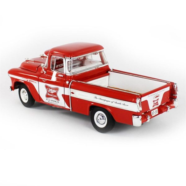 1/18 1957 Chevy Cameo Pickup / Miller High Life Red & White Diecast Araba, AutoWorld AW287 - Görsel 3