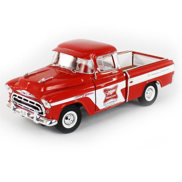 1/18 1957 Chevy Cameo Pickup / Miller High Life Red & White Diecast Araba, AutoWorld AW287 - Görsel 2