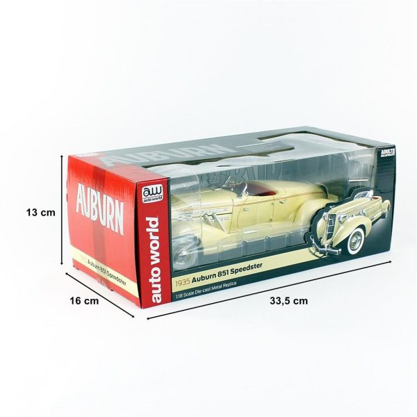 1/18 1935 Auburn 851 Speedster Cream Diecast Araba, AutoWorld AW297 - Görsel 5