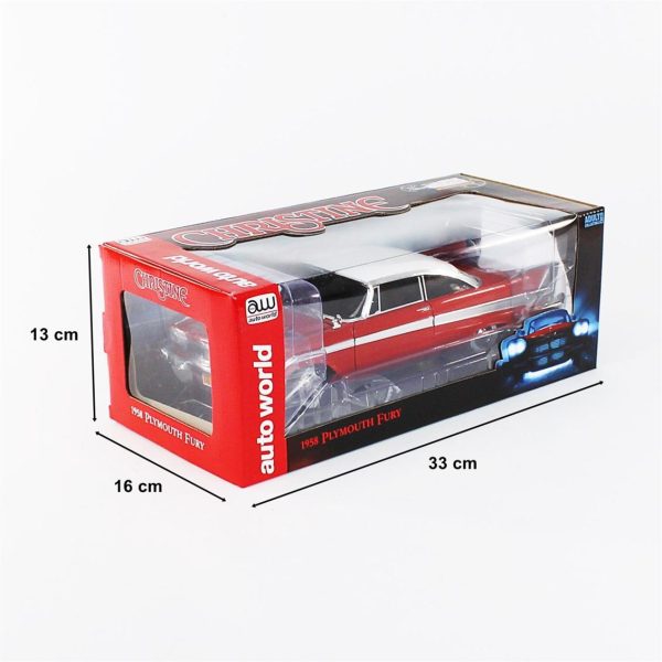 1/18 1958 Plymouth Christine -Tinted Windows Red Diecast Araba, AutoWorld AWSS102 - Görsel 5