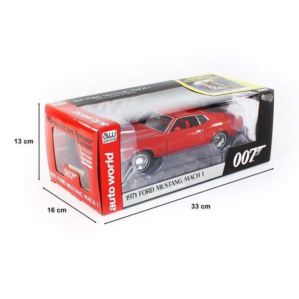 1/18 1971 James Bond Ford Mustang Mach-1 Diamonds Are Forever Diecast Araba, AutoWorld AWSS126 - Görsel 5