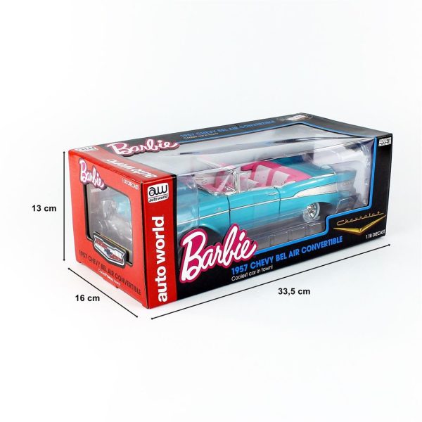 1/18 1957 Barbie Chevy Aqua Blue Diecast Araba, AutoWorld AWSS135 - Görsel 5