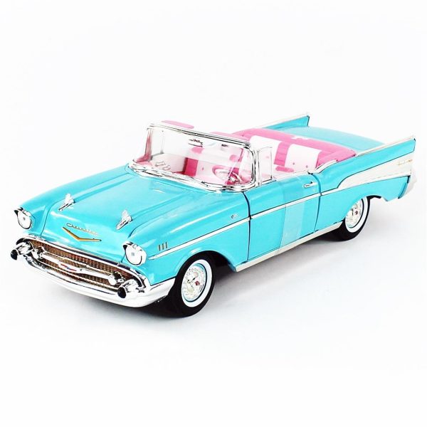 1/18 1957 Barbie Chevy Aqua Blue Diecast Araba, AutoWorld AWSS135 - Görsel 2