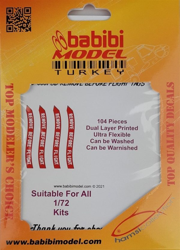 1/72 Remove Flight Tags 3 Boyutlu Dekal Çıkartma, Babibi B3D-0001