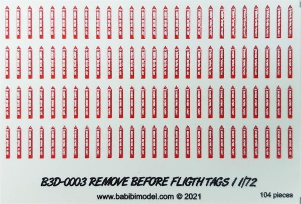 1/72 Remove Flight Tags 3 Boyutlu Dekal Çıkartma, Babibi B3D-0001 - Görsel 4