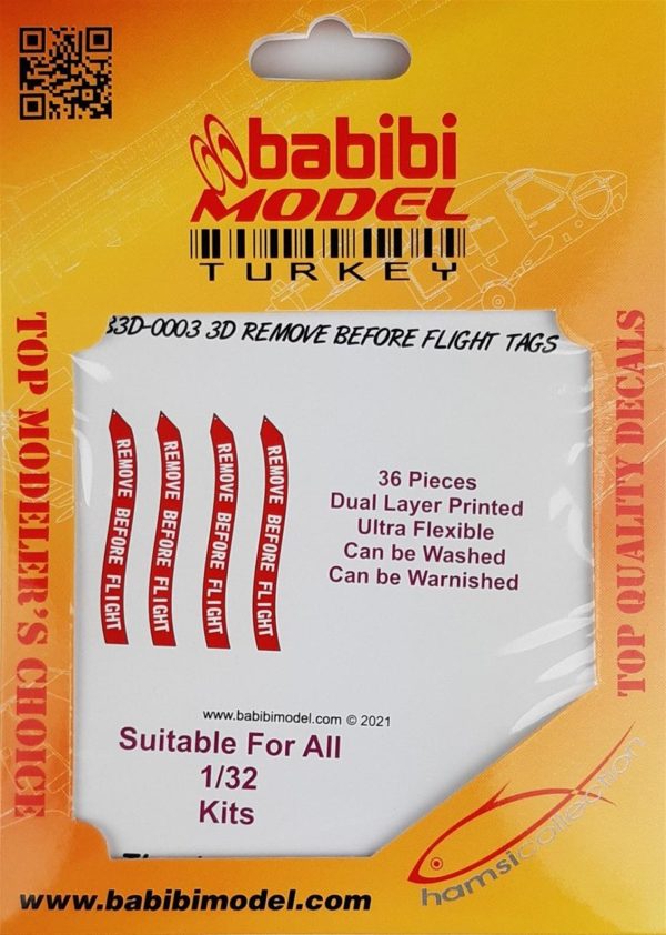 1/32 Remove Flight Tags 3 Boyutlu Dekal Çıkartma, Babibi B3D-0003