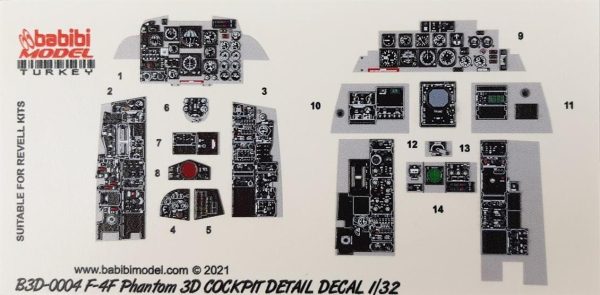 1/32 F-4F Phantom II Kokpit Detayları 3 Boyutlu Dekal Çıkartma, Babibi B3D-0004 - Görsel 3