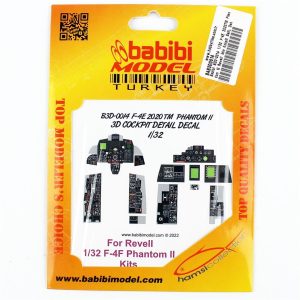 1/32 F-4E 2020TM Phantom II Revell İçin Kokpit Seti Dekal Çıkartma, Babibi BD3-0014