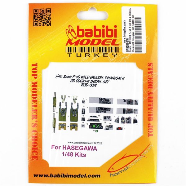 1/48 F-4G WILD WEASEL PhantomII Hasegawa İçin Kokpit Seti Dekal Çıkartma, Babibi BD3-0018