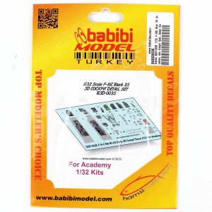 1/32 F-16C Blok 25 Academy İçin Kokpit Seti Dekal Çıkartma, Babibi BD3-0035