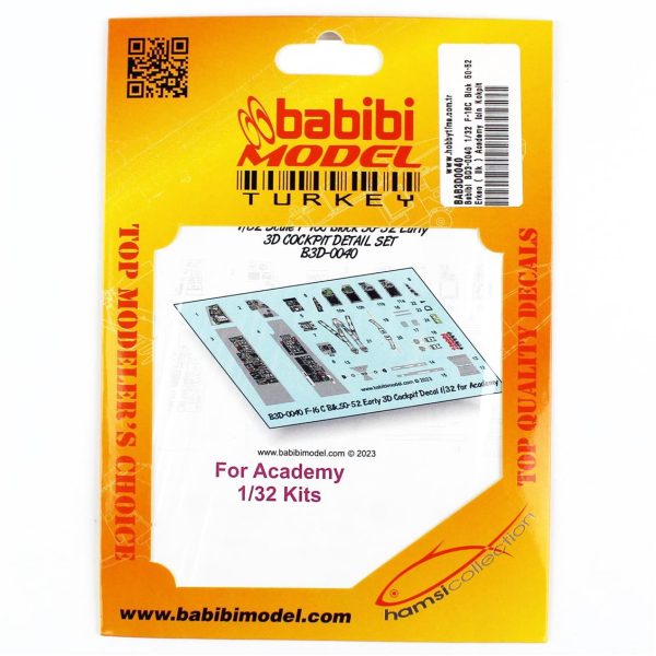 1/32 F-16C Blok 50-52 Erken ( İlk ) Academy İçin Kokpit Seti Dekal Çıkartma, Babibi BD3-0040