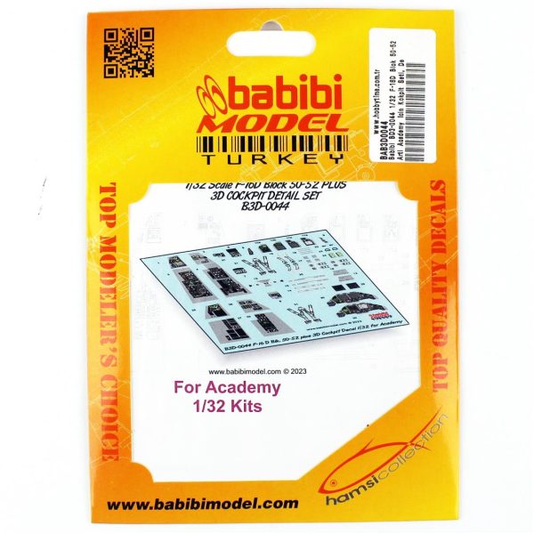 1/32 F-16D Blok 50-52 Artı Academy İçin Kokpit Seti Dekal Çıkartma, Babibi BD3-0044