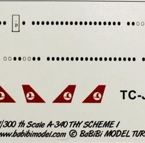 1/300 Thy Airbus A340 Şema-1 Dekal Çıkartma, Babibi DAT01147
