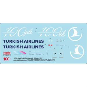 Babibi DAT01195 1/144 Türk Hava Yolları Airbus A-321-231 100.yıl özel boyama Decal Çıkartma