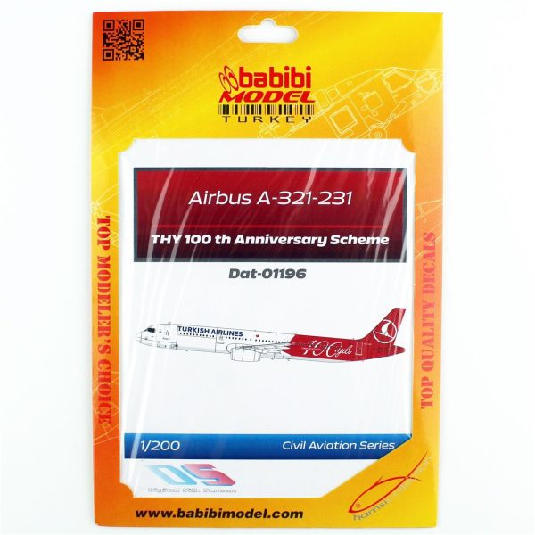 Babibi DAT01196 1/200 Türk Hava Yolları Airbus A-321-231 100.yıl özel boyama Decal Çıkartma - Görsel 2