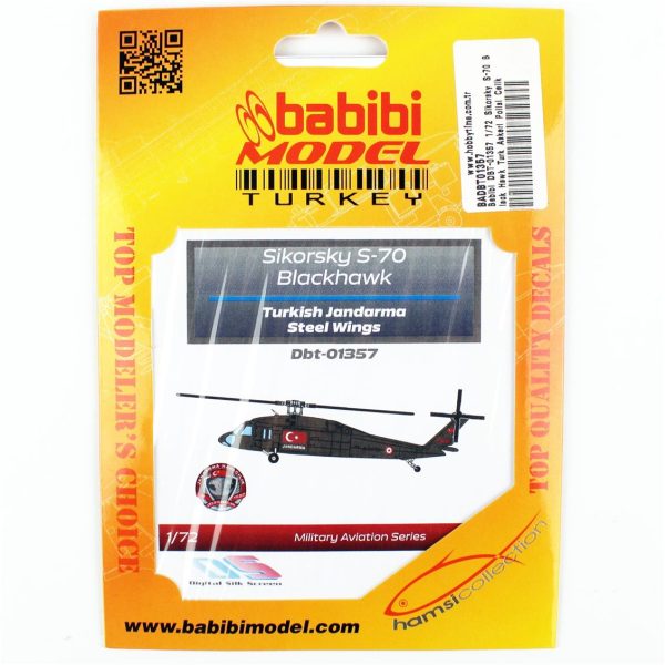 1/72 Sikorsky S-70 Black Hawk Türk Askeri Polisi Çelik Kanatlar Dekal Çıkartma, Babibi DBT-01357